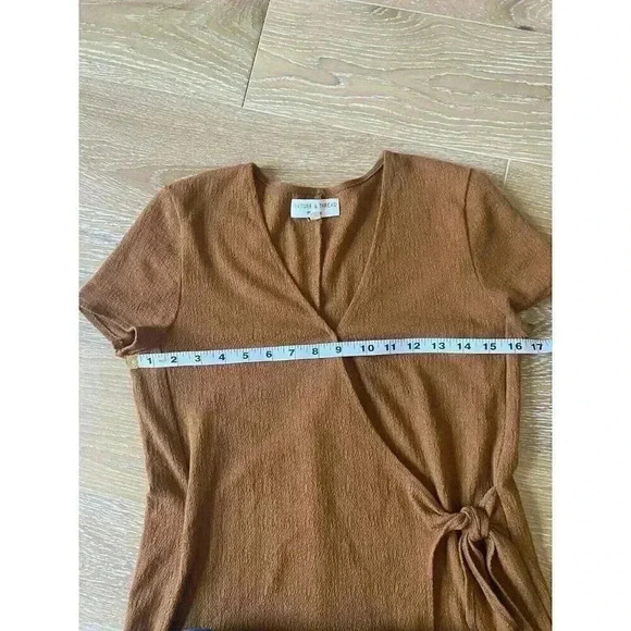 Madewell Texture And Thread Tie Faux Wrap Mini Dress Size XS Fall Spice Mustard - Picture 9 of 9